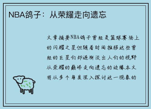 NBA鸽子：从荣耀走向遗忘